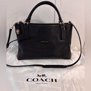 COACH 2014 Borough Twin Turn Lock Black Pebbled Leather Bag Large G1480 33731